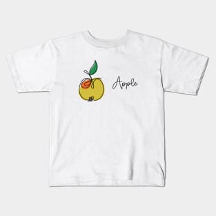 Apple with leaf continuous one line drawing Kids T-Shirt